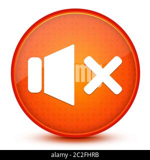Icona di esclusione audio isolata su una stella lucida pulsante rotondo arancione illustrazione astratta Foto Stock