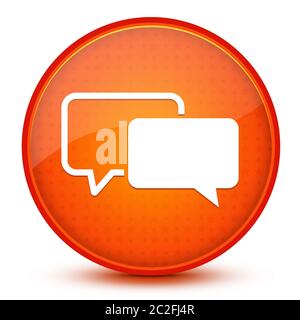 Icona Testimonials isolato su lucido stella arancione pulsante rotondo illustrazione astratta Foto Stock