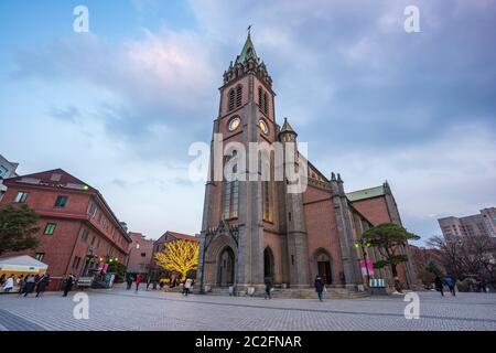 Myeongdong Cattedrale nella città di Seoul, Corea del Sud Foto Stock