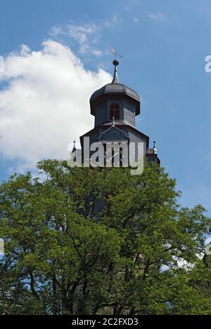 La torre barocca della chiesa markus in butzbach Hesse in Germania Foto Stock