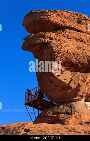 Atlatl Rock, la Valle del Fuoco del parco statale, Overton, Nevada, STATI UNITI D'AMERICA Foto Stock