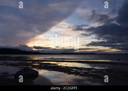 Tramonto su kolpinsee nel brandeburgo in sommer 2018 Foto Stock