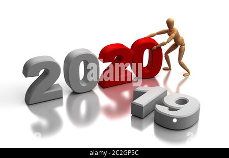 Nuovo anno 2020 (isolaten su sfondo bianco) Foto Stock