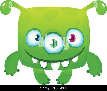 Divertente fumetto alieno con tre occhi. Illustrazione di Halloween vettoriale Illustrazione Vettoriale