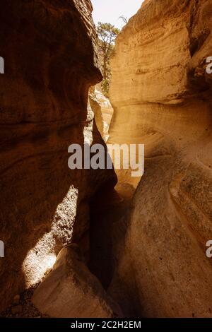 Slot canyon a Kasha-Katuwe Tent Rocks National Monument, NM Foto Stock