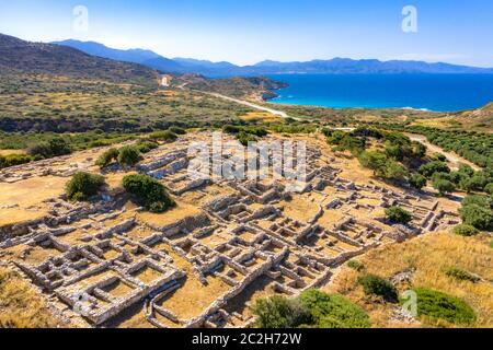 Rovine dell'antico insediamento minoico Gournia, Creta, Grecia Foto Stock