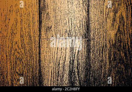 Stressato sovrapposizione di legno dorato trama tavola, grunge sfondo. Astratto halftone illustrazione vettoriale Illustrazione Vettoriale
