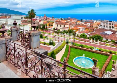 Jardines del Marquesado de la Quinta Roja, la Orotava, Tenerife, Isole Canarie, Spagna Foto Stock