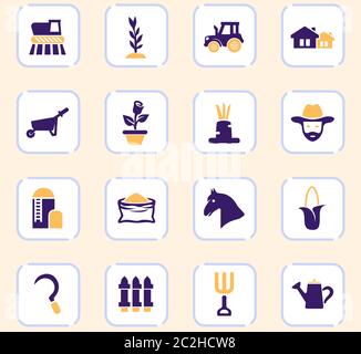 Agricola set di icone per siti web e interfaccia utente Foto Stock
