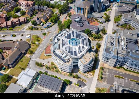 Poole UK, 17 giugno 2020: Foto aerea della Bournemouth University, edifici del Talbot Campus dall'alto che mostra l'Arts University Bournemouth, il Foto Stock