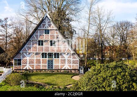 La casa 'Altländer' dal 1733 da Huttfleth nel 'museo all'aperto sull'isola' a Stade Foto Stock