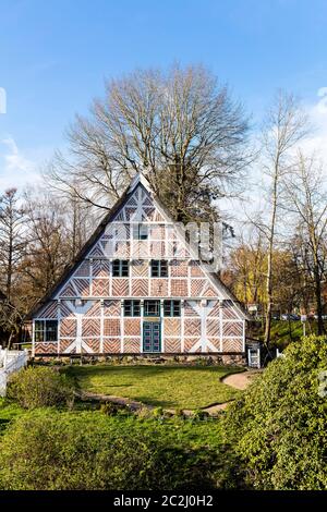 La casa 'Altländer' dal 1733 da Huttfleth nel 'museo all'aperto sull'isola' a Stade Foto Stock
