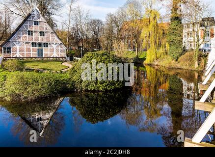 La casa 'Altländer' dal 1733 da Huttfleth nel 'museo all'aperto sull'isola' a Stade Foto Stock