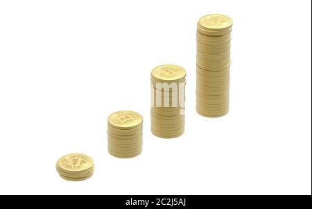 Bitcoins pile aumento Foto Stock