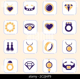 Gioielli icone vettoriali per la progettazione di interfacce utente Foto Stock