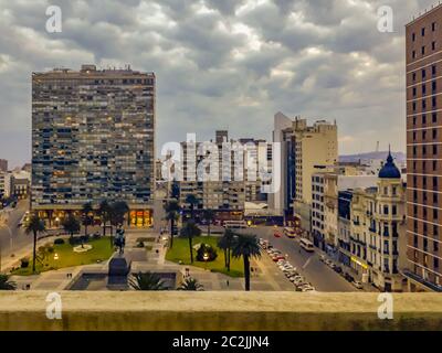 Veduta aerea di Piazza Indipendenza, Montevideo, Uruguay Foto Stock