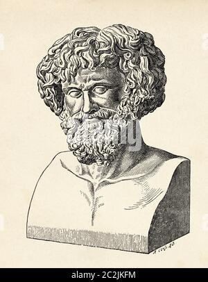 Busto di Annibale il Grande, 247 a.C. - circa 183 a.C. comandante militare cartaginese e tattico, Roma antica. Illustrazione incisa del 19 ° secolo, El Mundo Ilustrado 1880 Foto Stock