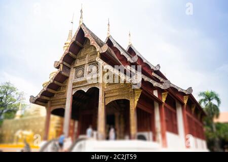 Wat Pra Singh bellissimo tempio in Chiang Mai, Thailandia, stock photo Foto Stock