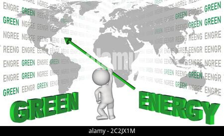 Spirito verde del tempo - composizione di vari elementi grafici con figura 3D Foto Stock