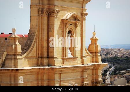 Vista Aeriel di città di Victoria o Rabat e frammento della Cattedrale di Gozo , Victoria, Gozo, Malta . Foto Stock
