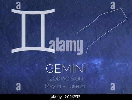 Zodiac segno Gemini astrologic infographics. Elementi di questa immagine sono stati forniti dalla NASA Foto Stock