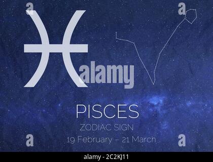 Segno zodiacale Pesci infografiche astrologiche. Elementi di questa immagine sono stati forniti dalla NASA Foto Stock