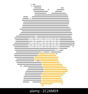 Stato federale Baviera / Baviera sulla mappa a strisce grigie e arancioni della Germania Foto Stock