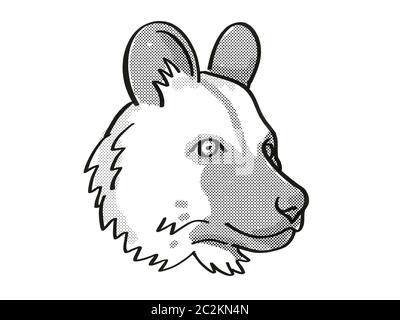 Retrò cartoon mono stile linea disegno della testa di un Africano cane selvatico noto anche come cane verniciato e Capo Caccia cane, una fauna selvatica minacciate di estinzione delle specie su Foto Stock