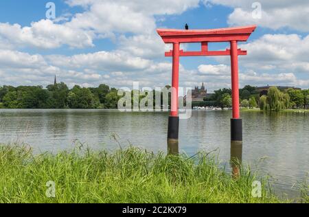 Piano d eau a Metz sulla Mosella Francia. Foto Stock