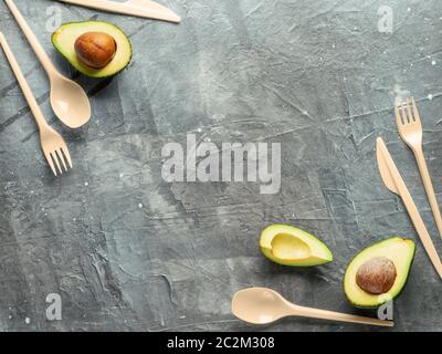 Semi di avocado biodegradabili Posate monouso Foto Stock