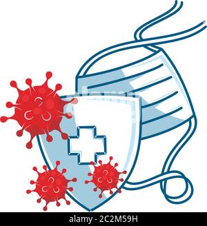 Maschera protegge il vettore di illustrazione anti-infezione dell'influenza Illustrazione Vettoriale