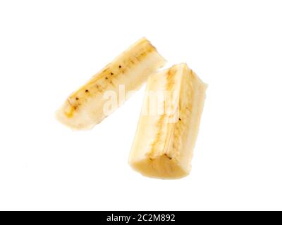 gruppo di coppie di due fette di banana, isolate Foto Stock