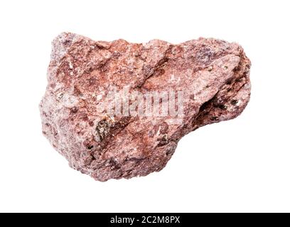 primo piano di campione di minerale naturale proveniente dalla collezione geologica - pietra di tufo di cenere non lucidata isolata su sfondo bianco Foto Stock