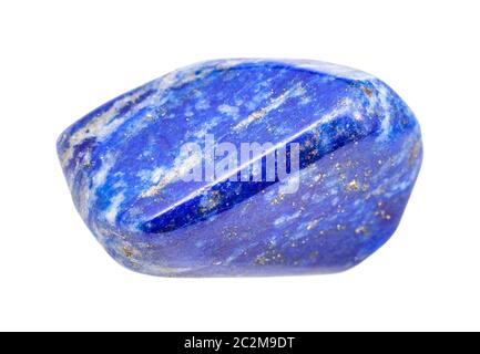 Closeup di campione di minerale naturale dalla raccolta geologica - Lapis lazuli lucidato (Lazurite) gemstone isolato su sfondo bianco Foto Stock