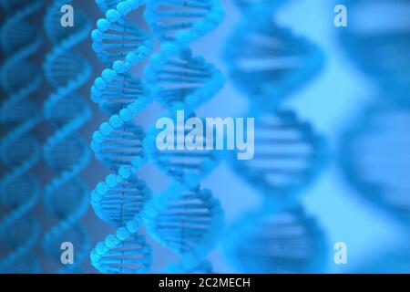 Rappresentazione 3D della struttura del DNA (acido desossiribonucleico), illustrazione 3d. Foto Stock