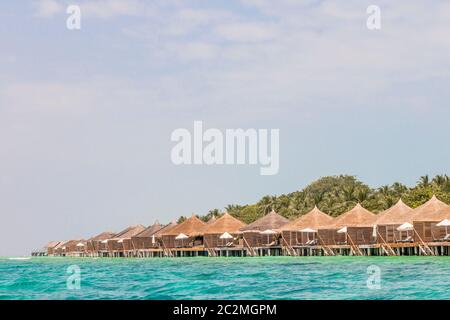 Isola Kuramathi Maldive, da Rasdhoo-Atoll. Foto Stock