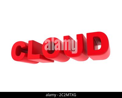 Cloud - testo rosso isolato su bianco. Concetto IT. Foto Stock