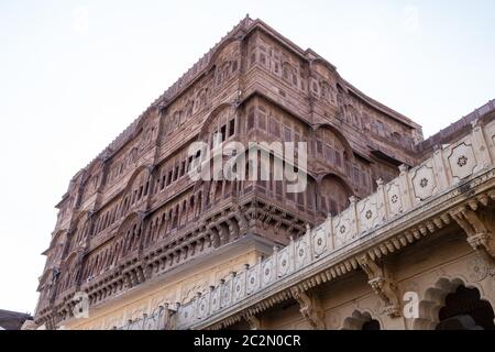 vari palazzi in mehrangarh forte a jodhpur, india Foto Stock