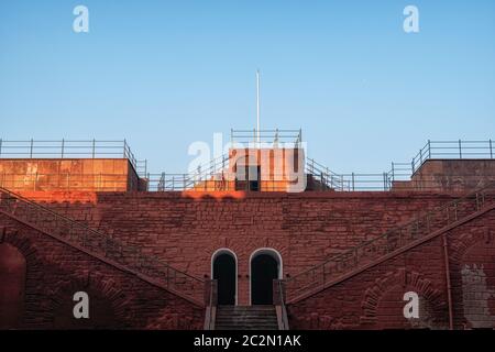 Ingresso principale porta Lahori a Red Fort, New Delhi durante l'alba. Nuova delhi, India. Foto Stock