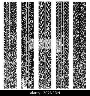 Set di pneumatici dettagliate stampe, illustrazione vettoriale Foto Stock