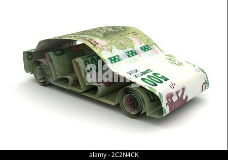 Finanziamenti per auto con pesos argentini (isolato su sfondo bianco) Foto Stock