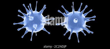 Vista microscopica delle cellule del virus dell'influenza Foto Stock