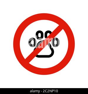 Cartello animali non ammessi. Cartello rosso di divieto Illustrazione Vettoriale