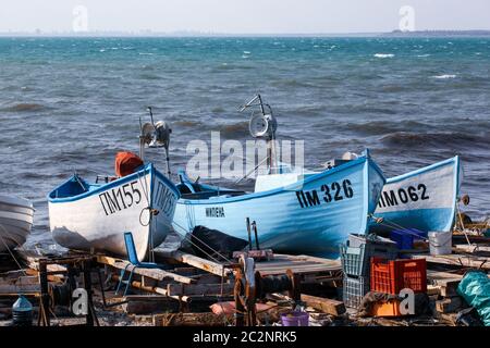 Pomorie, Bulgaria - - Novembre 06, 2019: Pomorie è una città e località balneare nel sud-est della Bulgaria, situata su una piccola penisola rocciosa di Burgas Foto Stock