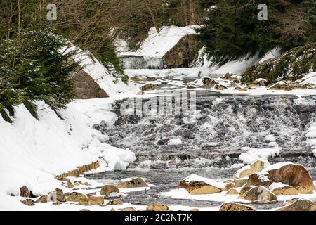 Inverno con neve nei Monti dei Giganti, Repubblica Ceca. Foto Stock