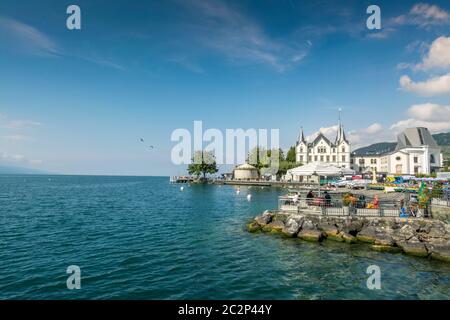 Vevey, sul Lago di Ginevra, Svizzera Foto Stock