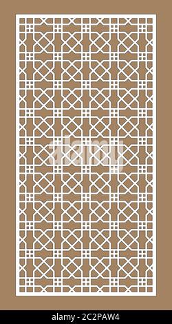 Pannello vettoriale taglio laser. Decorazioni a CNC, design jali, divisorio interno. Taglio laser islamico, arabico Illustrazione Vettoriale