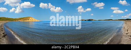 Spiaggia di sabbia vista, Valona Albania Foto Stock