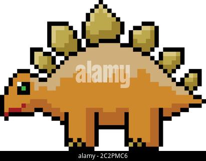 vettore pixel art stegosaurus isolato cartone animato Illustrazione Vettoriale