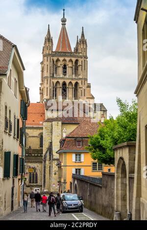 Cattedrale Notre Dame di Losanna, Cantone di Vaud, Svizzera Foto Stock